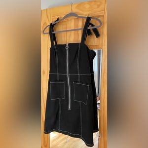 Contrast Stitch Zip Up Mini Dress